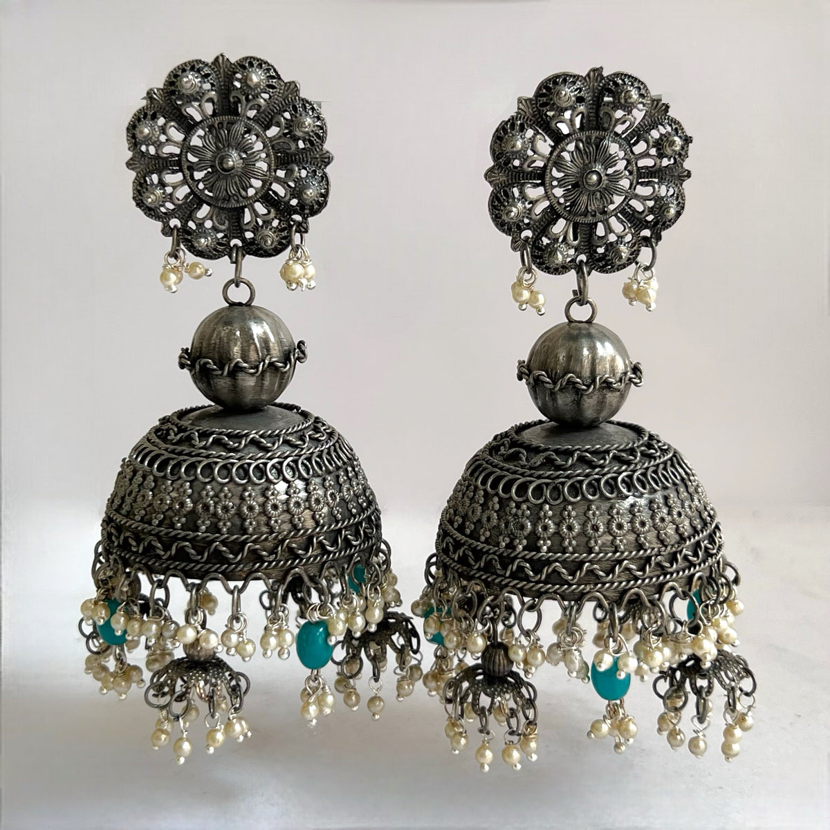 ZAHRA AFGHANI RAW AND RUSTIC AND VINTAGE JUMBO JHUMKAS AF02