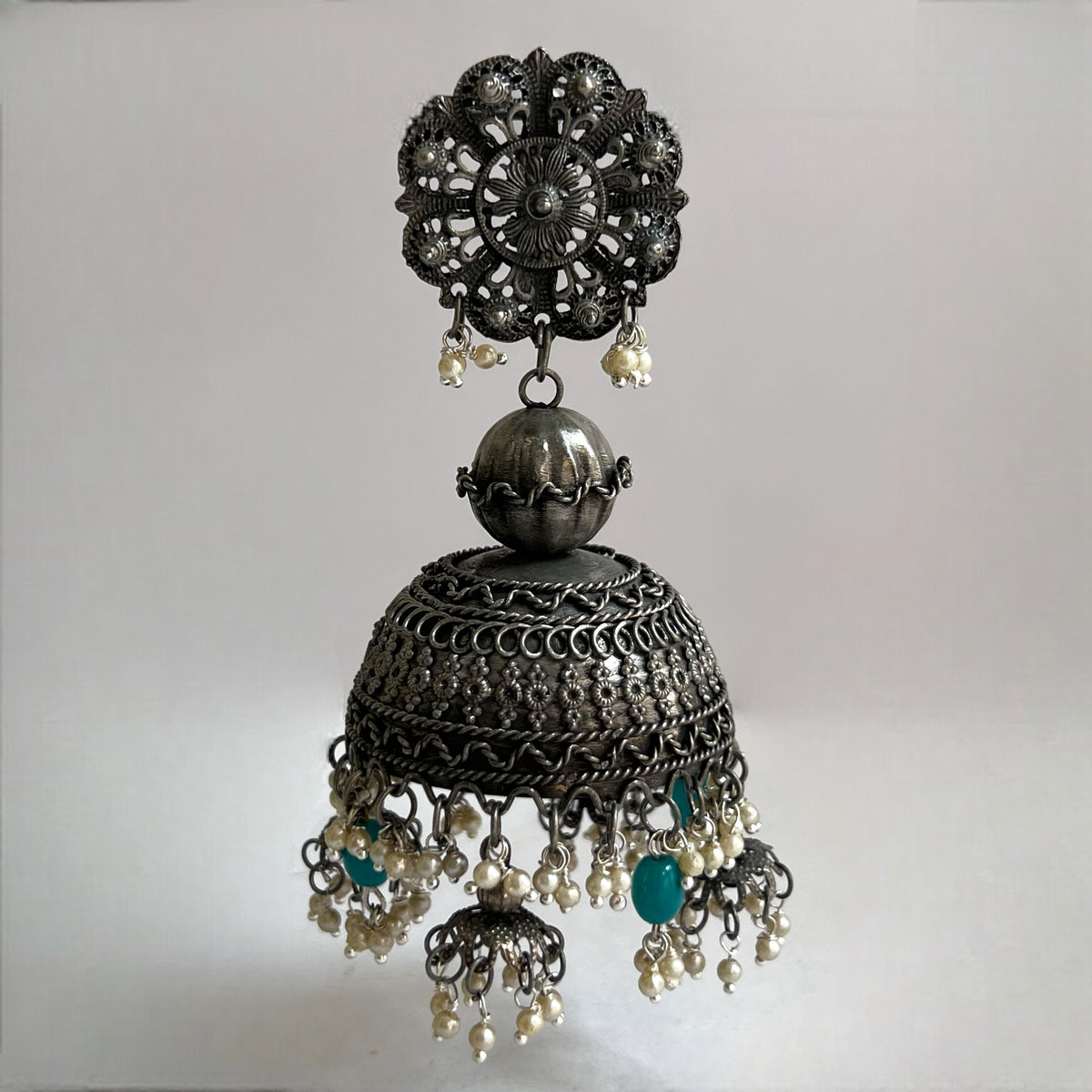 ZAHRA AFGHANI RAW AND RUSTIC AND VINTAGE JUMBO JHUMKAS AF02