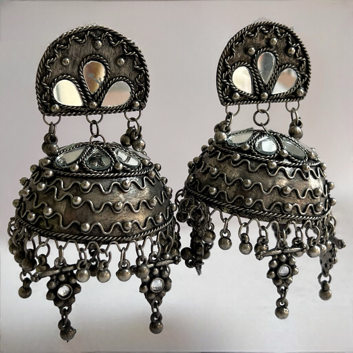 SHBNAM AFGHANI RAW AND RUSTIC AND VINTAGE JUMBO JHUMKAS AF05