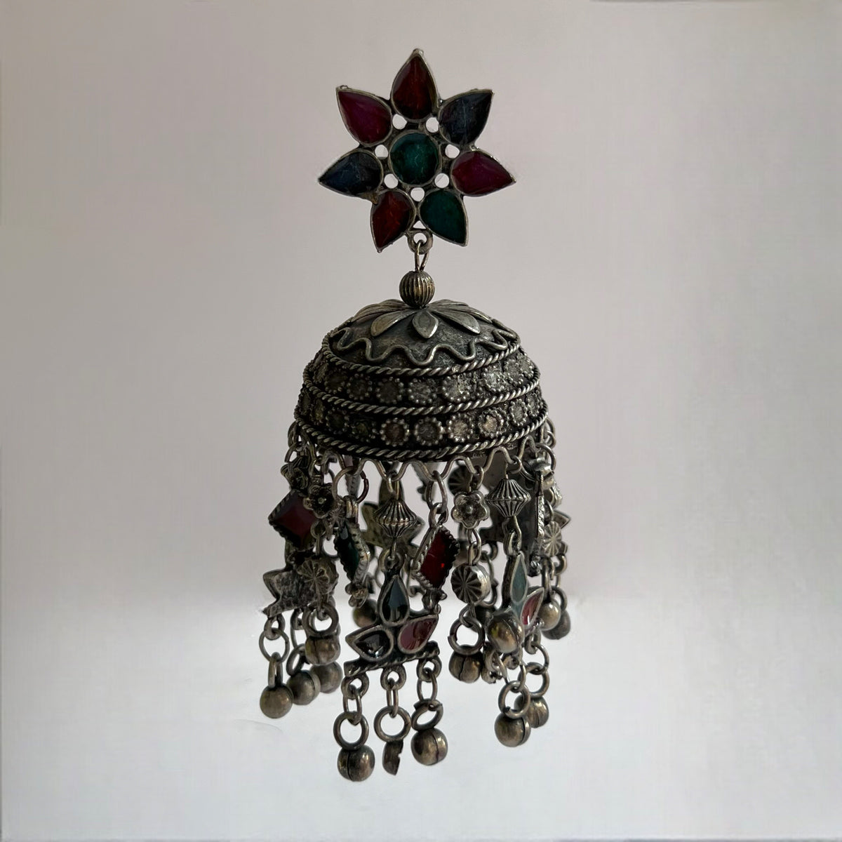 LILA AFGHANI MEENA RAW AND RUSTIC AND VINTAGE JUMBO JHUMKAS AF08