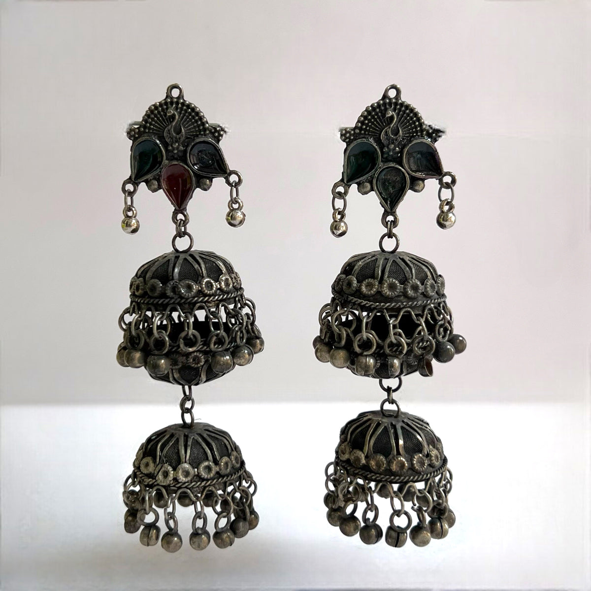 QUEEN OF VINTAGE AFGHANI  RAW AND RUSTIC AND VINTAGE JUMBO JHUMKAS AF10