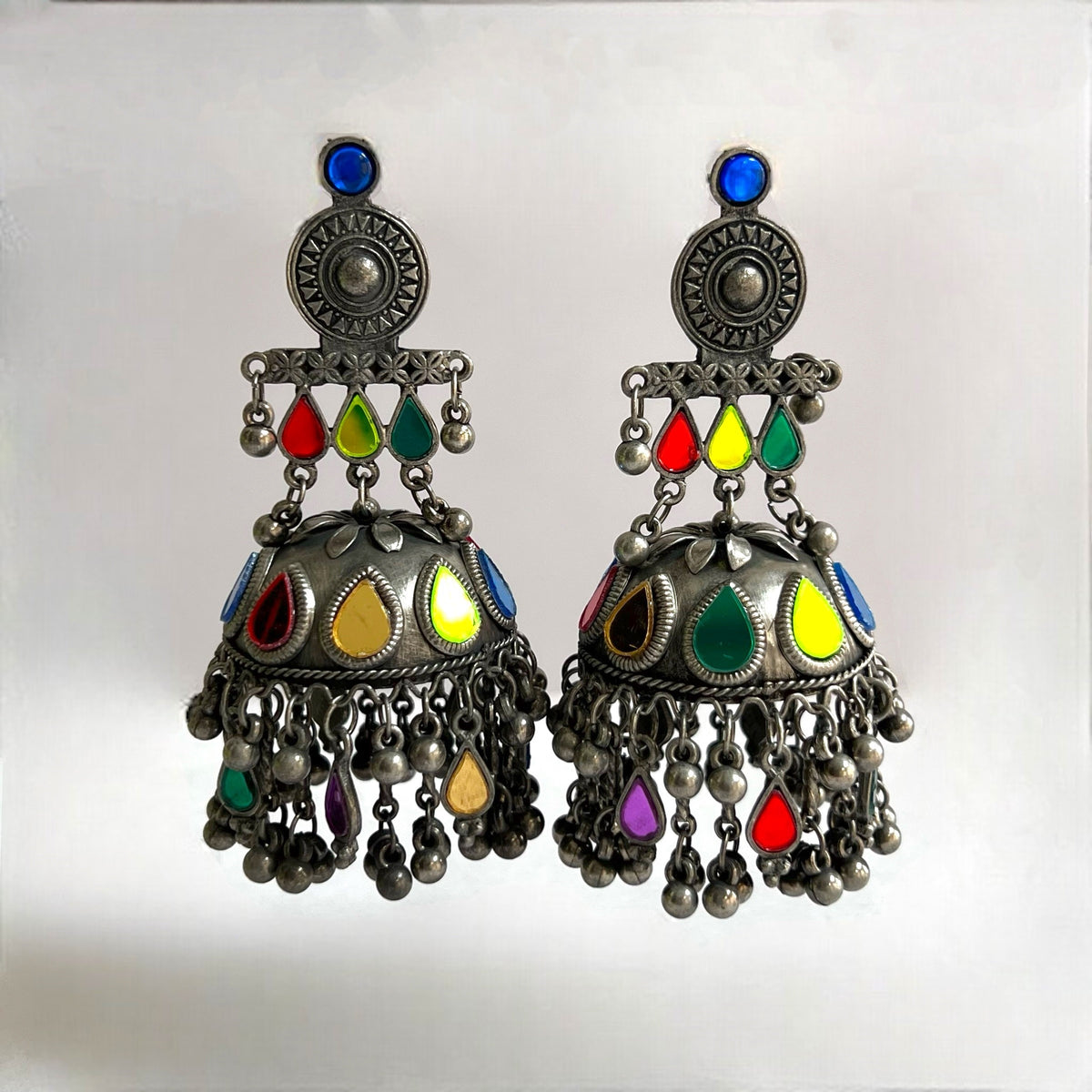 DARYA AFGHANI RAW AND RUSTIC AND VINTAGE MIRROR EARRING AF12