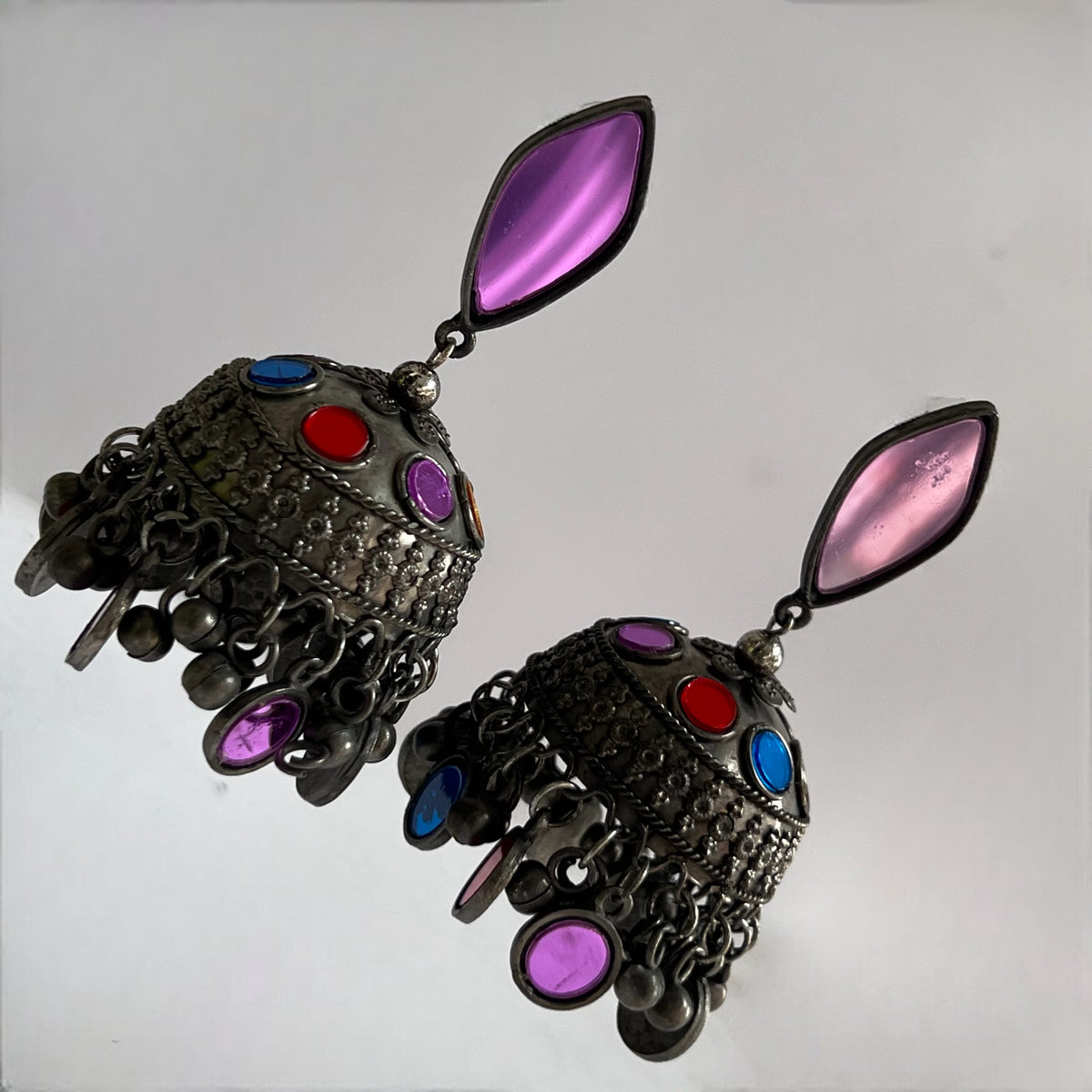 LEYLA AFGHANI RAW AND RUSTIC AND VINTAGE MIRROR JHUMKAS AF15