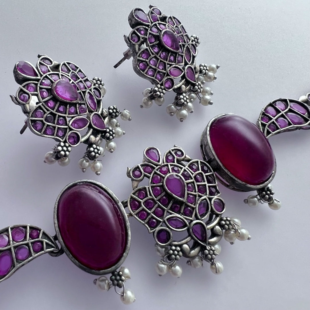 NARUMUGAIYA BIJOUX PREMIUM AND EXCLUSIVE RUSTIC HANDMADE CHOKER WITH EARRINGS CH300