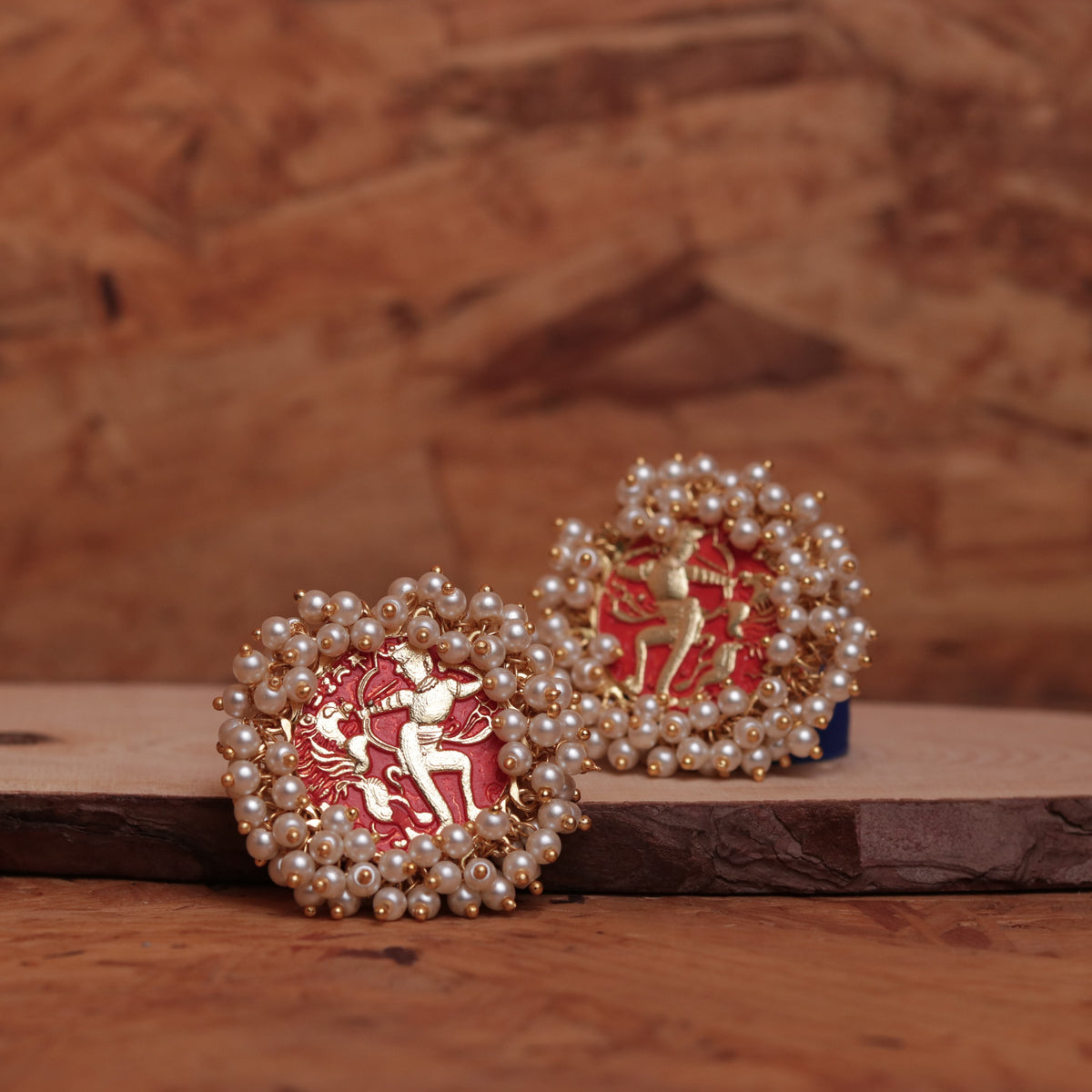 CHIC MEENAKARI AFRO STUDS WITH PEARL WORK ER46