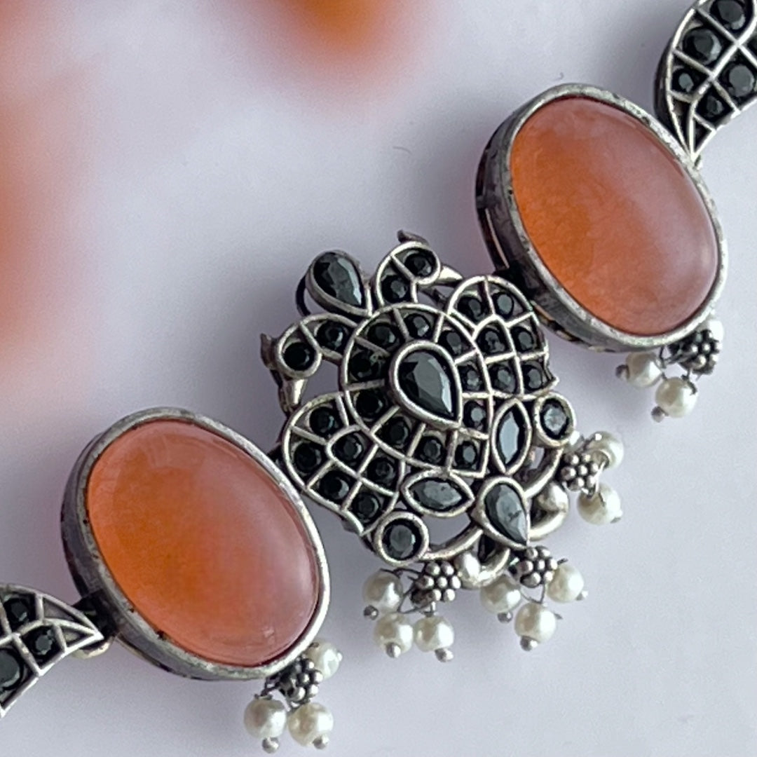 NARUMUGAIYA BIJOUX PREMIUM AND EXCLUSIVE RUSTIC HANDMADE CHOKER WITH EARRINGS CH300