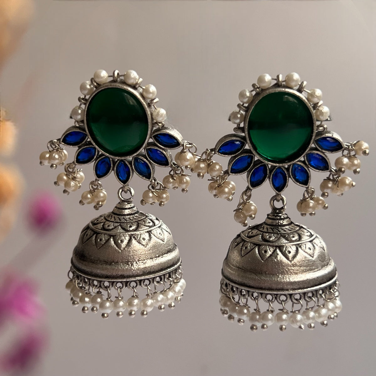 NIRU SILVER LOOK ALIKE RAW AND RUSTIC ANTIQUE EARRINGS ER640