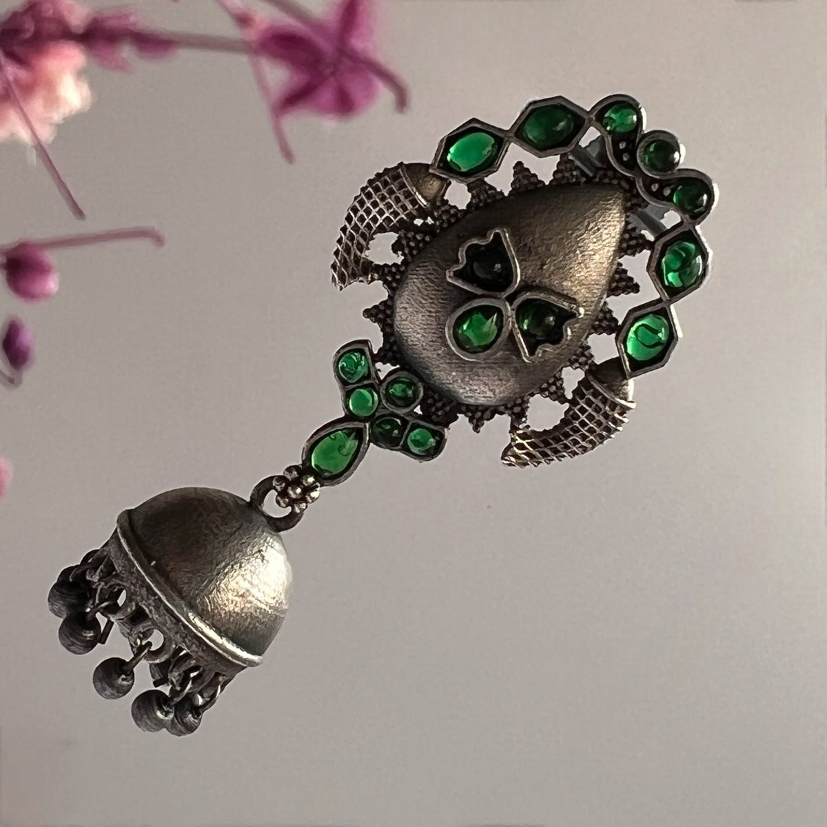 VARANA SILVER LOOK ALIKE RAW AND RUSTIC ANTIQUE SEMI HANDMADE EARRINGS ER638