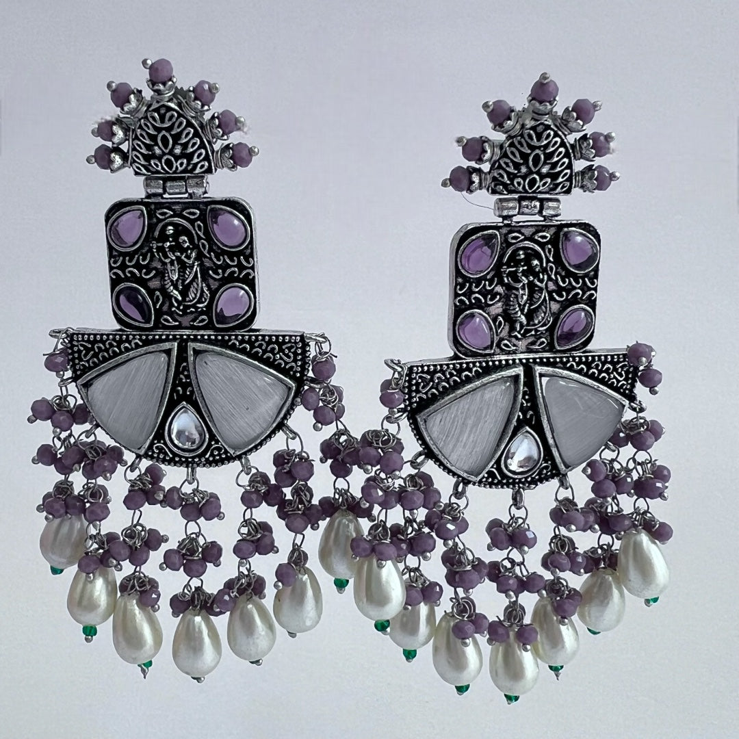 RADHA KRISH DIVINE DUO MONOLISA SEMI HANDMADE OXIDIZED EARRING ER120