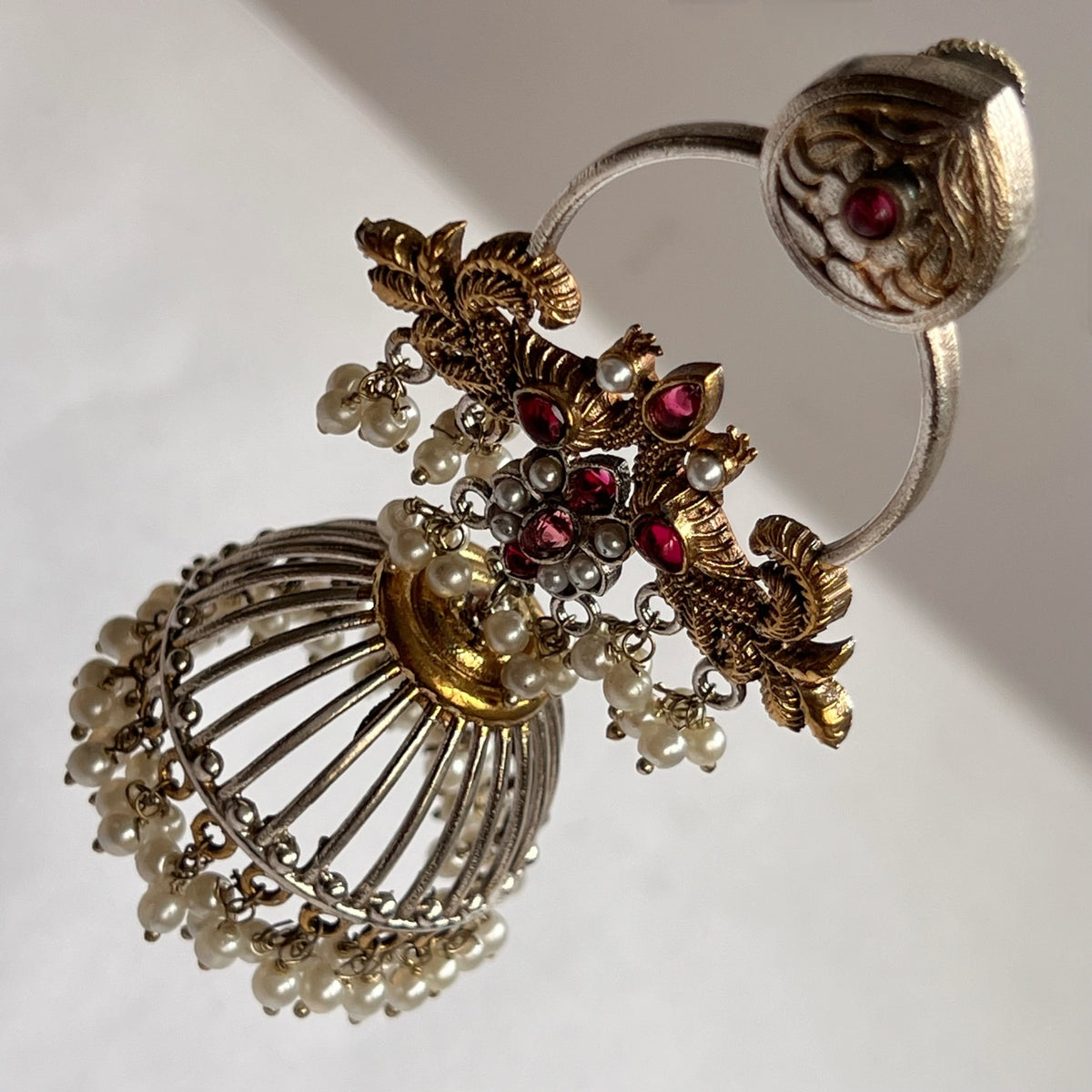 RITHUNA FAUX SILVER DUAL TONE HANDMADE ANTIQUE EARRINGS ER653