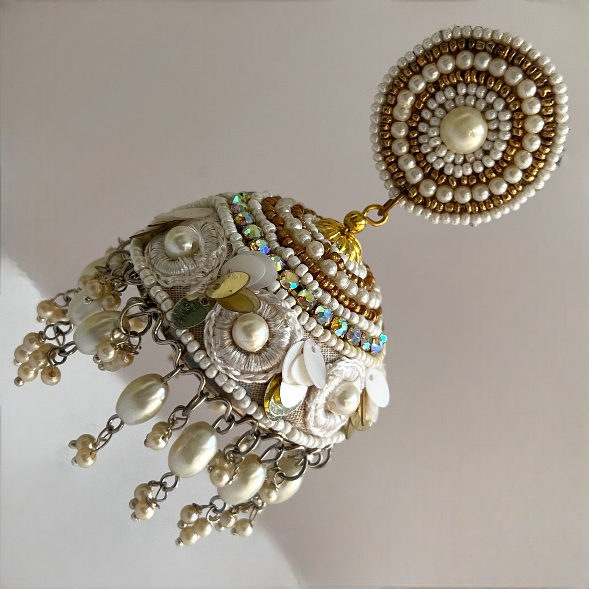 NAZRIA METAL AND BEADS HANDMADE AND HANDSTITCHED JHUMKAS ER536