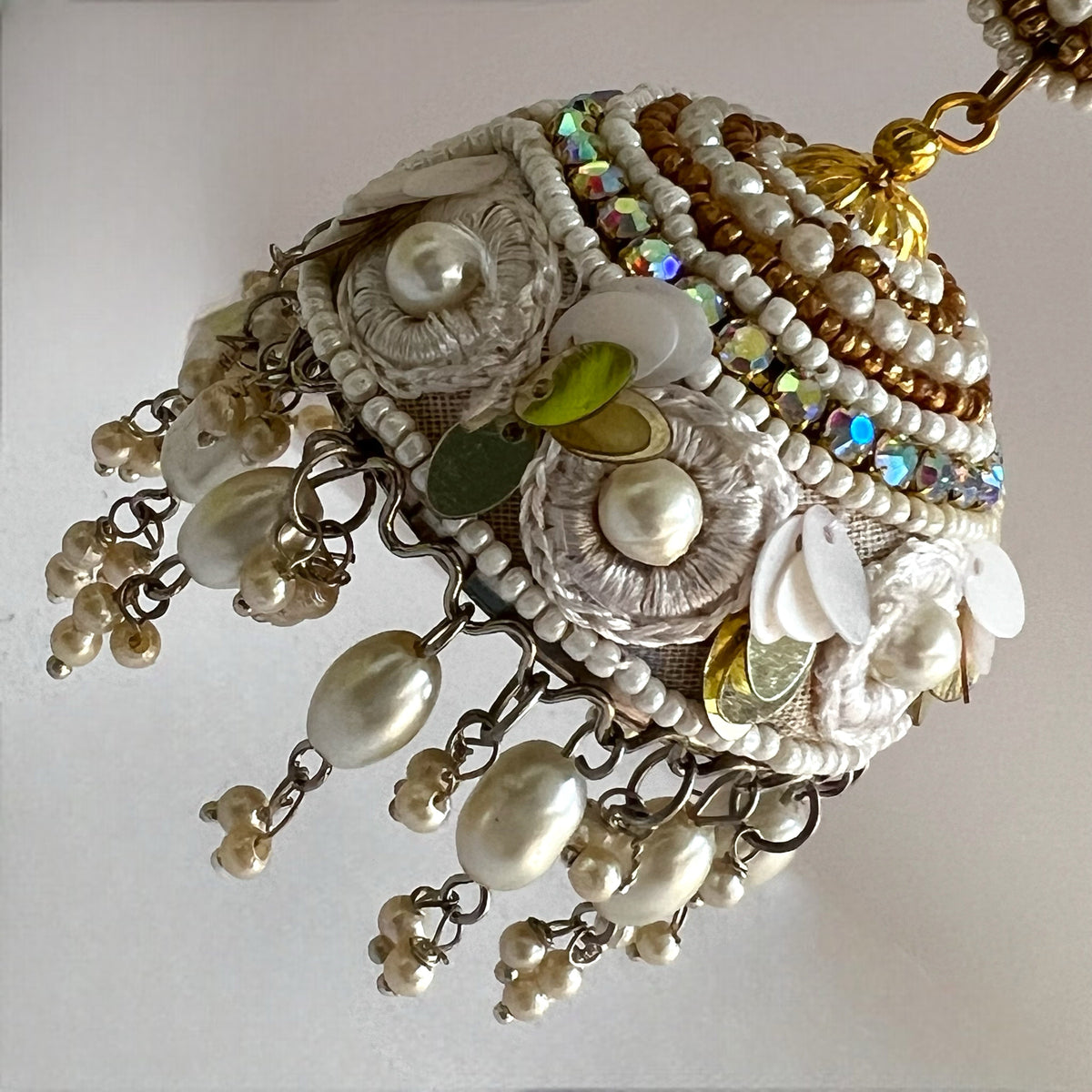 NAZRIA METAL AND BEADS HANDMADE AND HANDSTITCHED JHUMKAS ER536