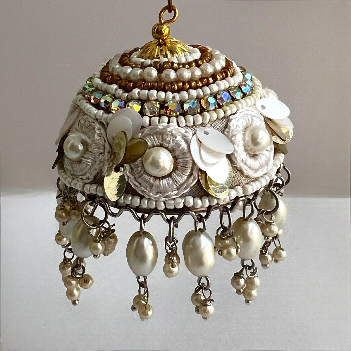 NAZRIA METAL AND BEADS HANDMADE AND HANDSTITCHED JHUMKAS ER536