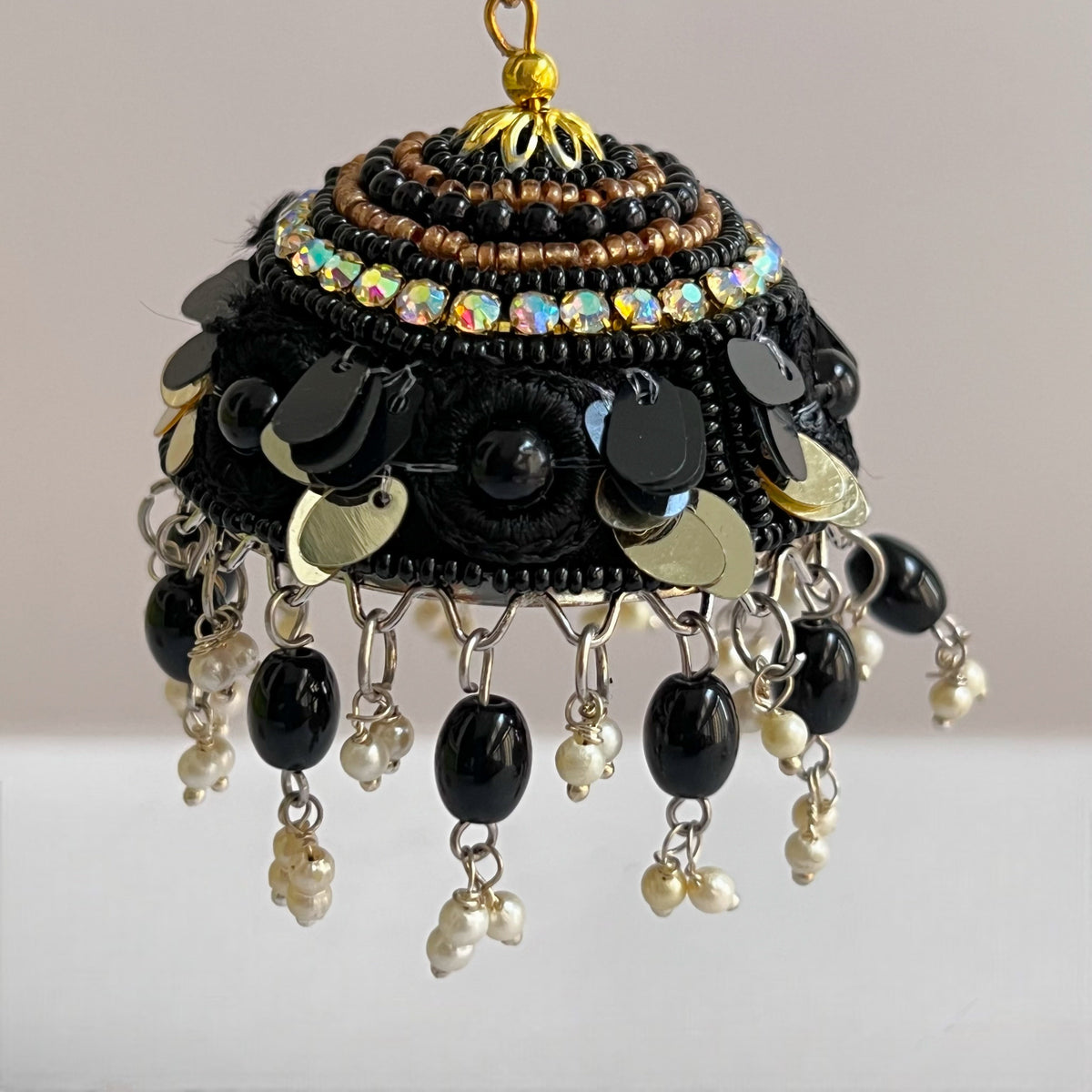 NAZRIA METAL AND BEADS HANDMADE AND HANDSTITCHED JHUMKAS ER536