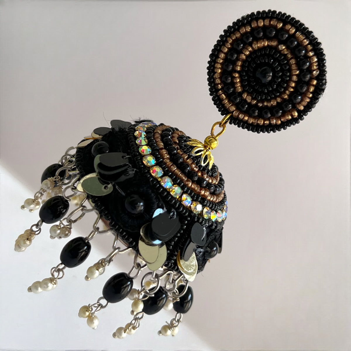 NAZRIA METAL AND BEADS HANDMADE AND HANDSTITCHED JHUMKAS ER536