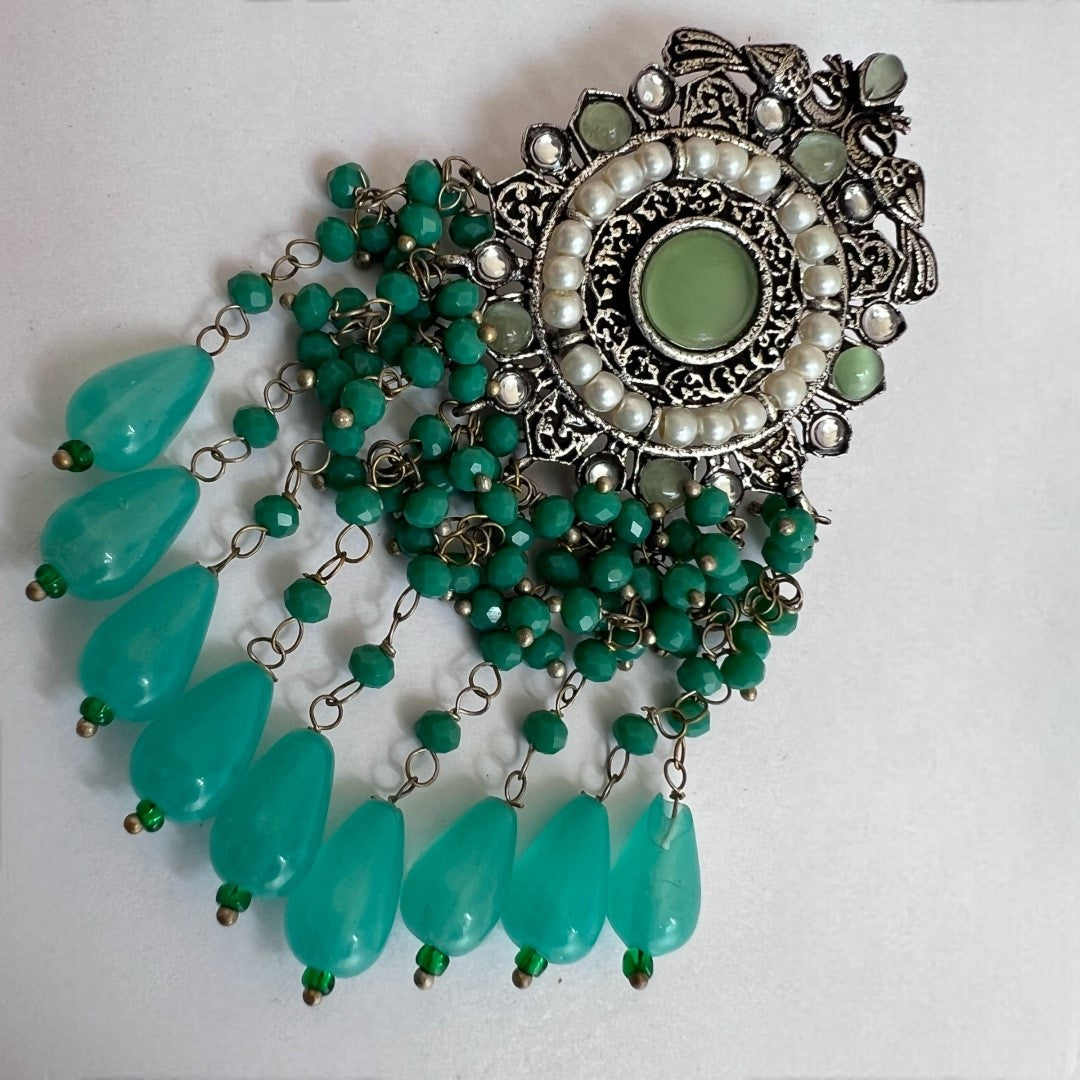 GLAMOUROUS TASSELS SEMI HANDMADE OXIDIZED EARRING ER121