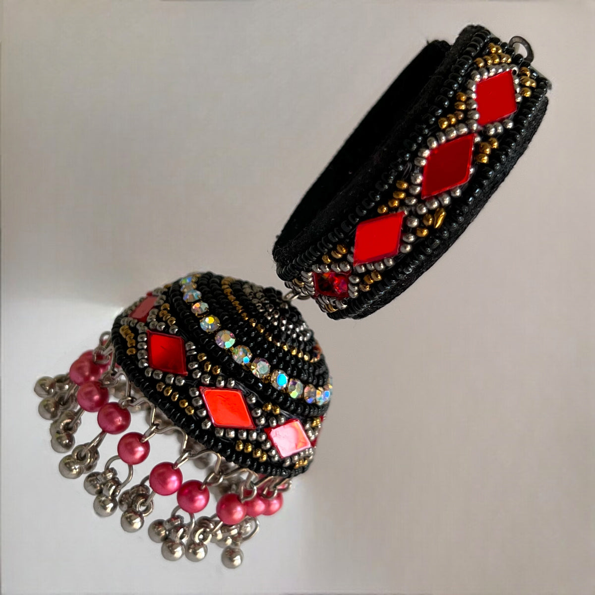 SHABNAM METAL AND BEADS HANDMADE JHUMKAS ER534