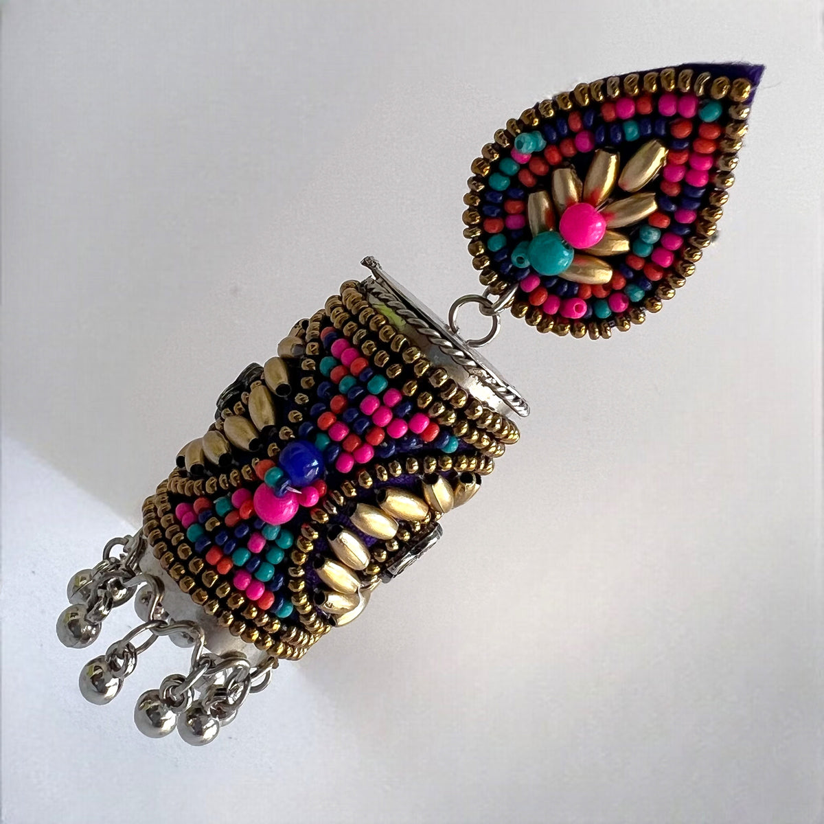 RUKSHAR METAL AND BEADS HANDMADE JHUMKAS ER535