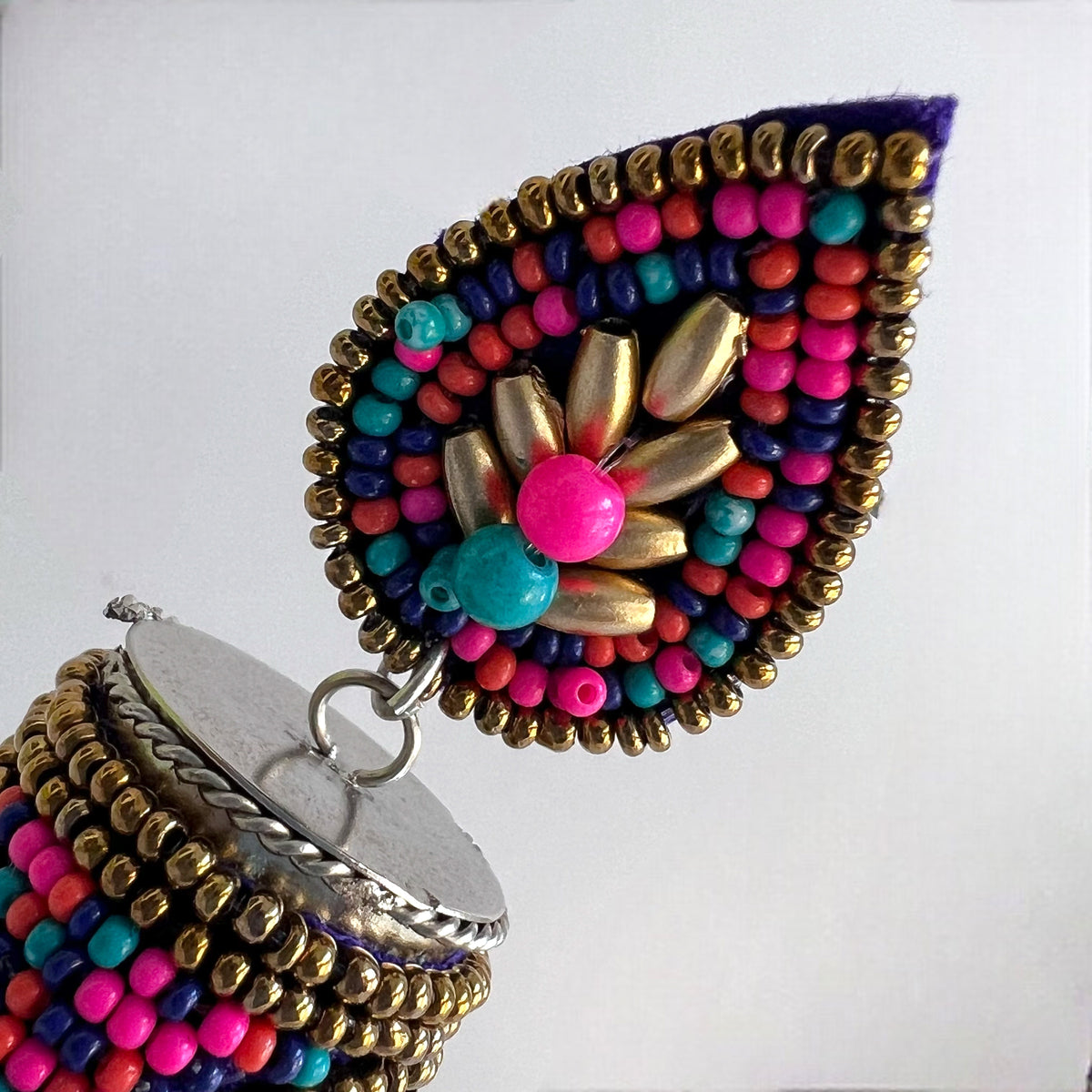 RUKSHAR METAL AND BEADS HANDMADE JHUMKAS ER535