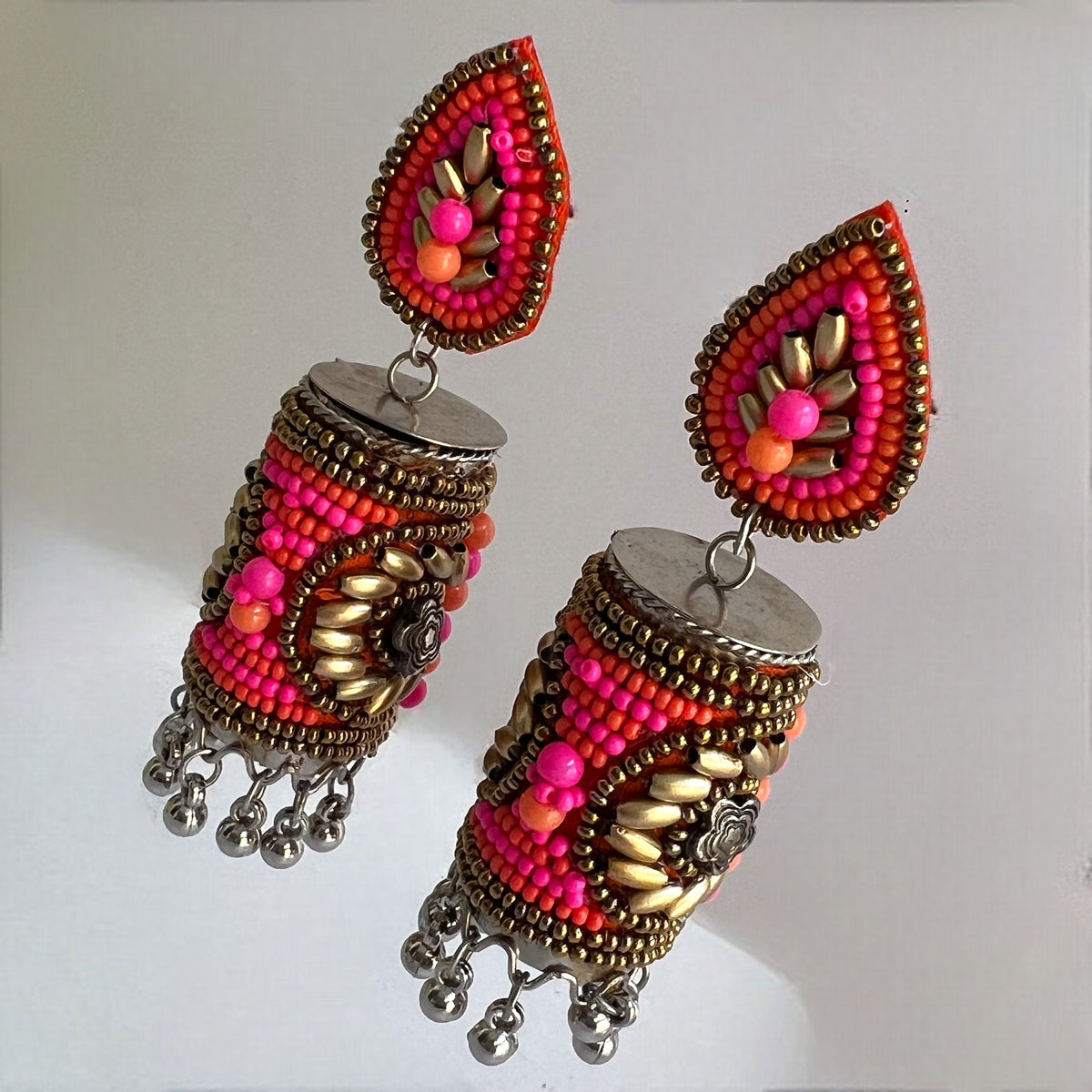 RUKSHAR METAL AND BEADS HANDMADE JHUMKAS ER535