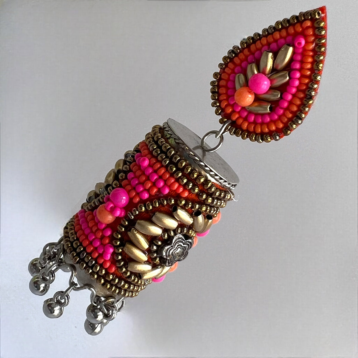 RUKSHAR METAL AND BEADS HANDMADE JHUMKAS ER535
