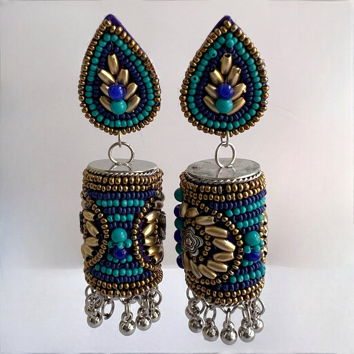 RUKSHAR METAL AND BEADS HANDMADE JHUMKAS ER535