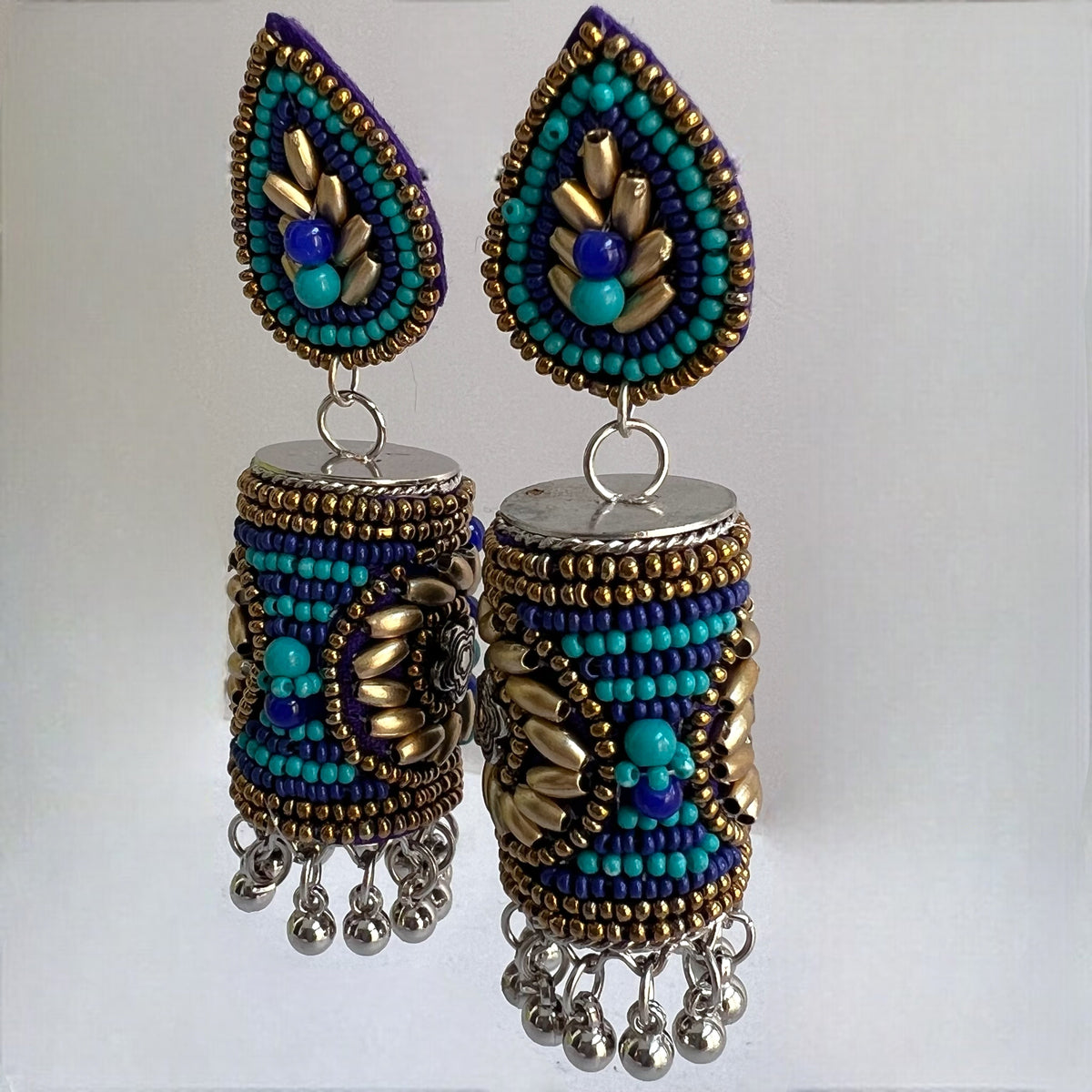 RUKSHAR METAL AND BEADS HANDMADE JHUMKAS ER535