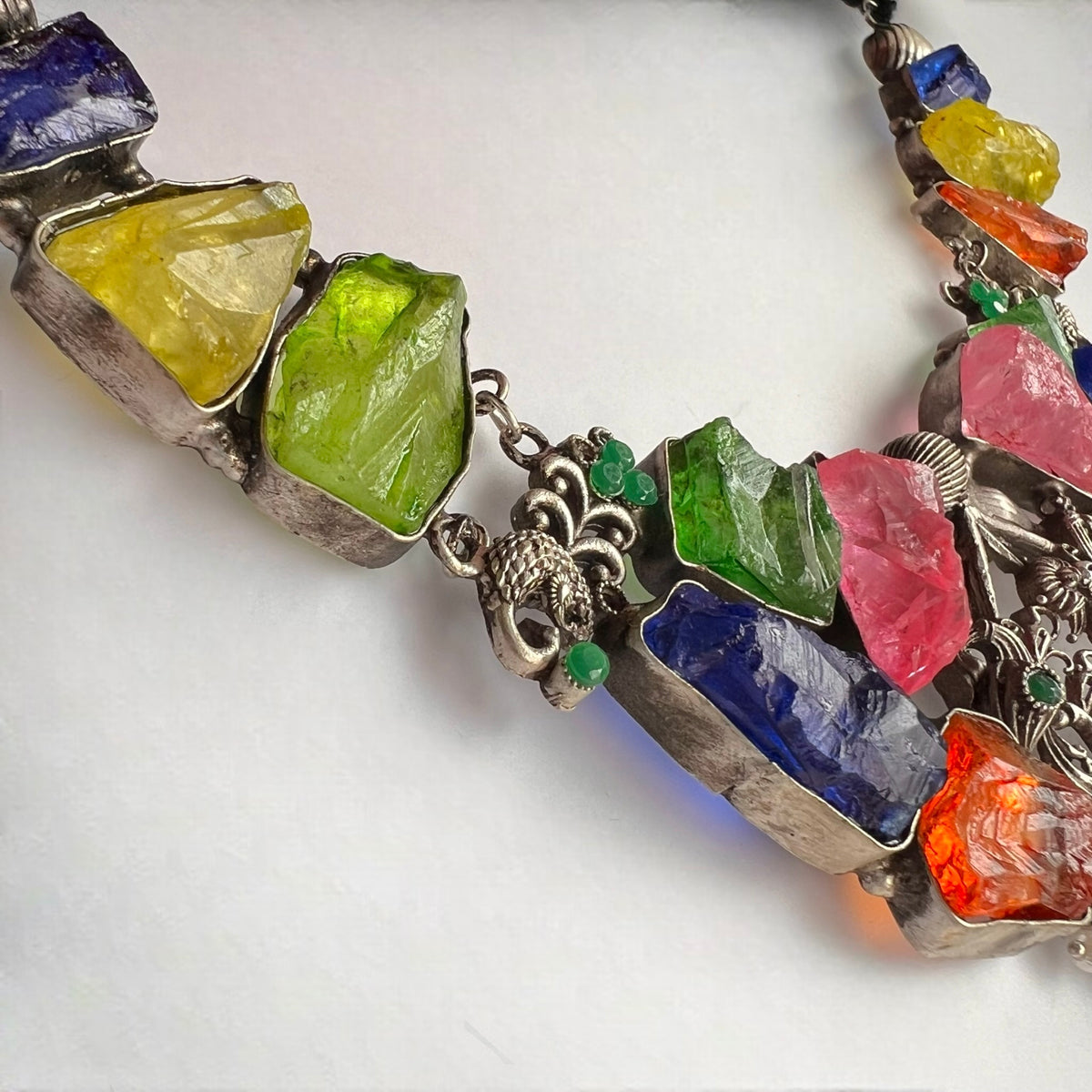 CHANCHALA RAW STONE  HANDMADE STATEMENT RAW FINISH TEMPLE NECKLACE NL01