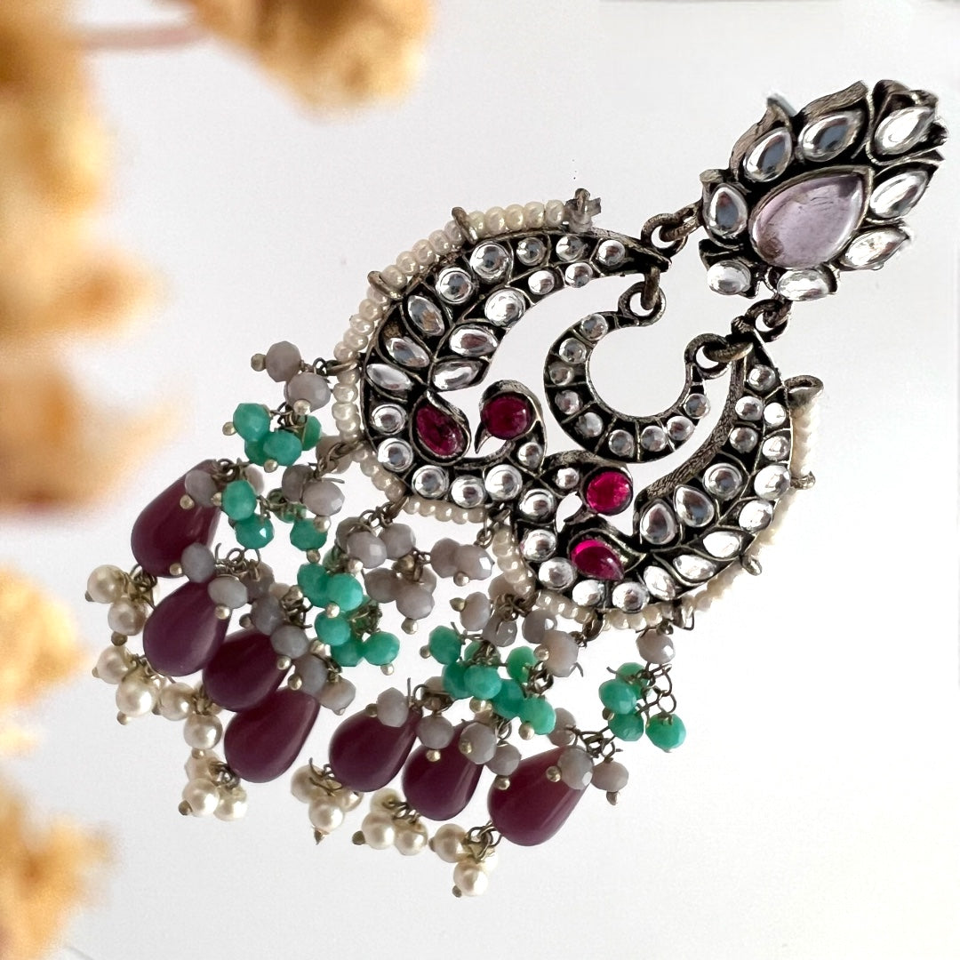 SNEHARA HANDMADE BEADED OXIDIZED DANGLER EARRING ER155