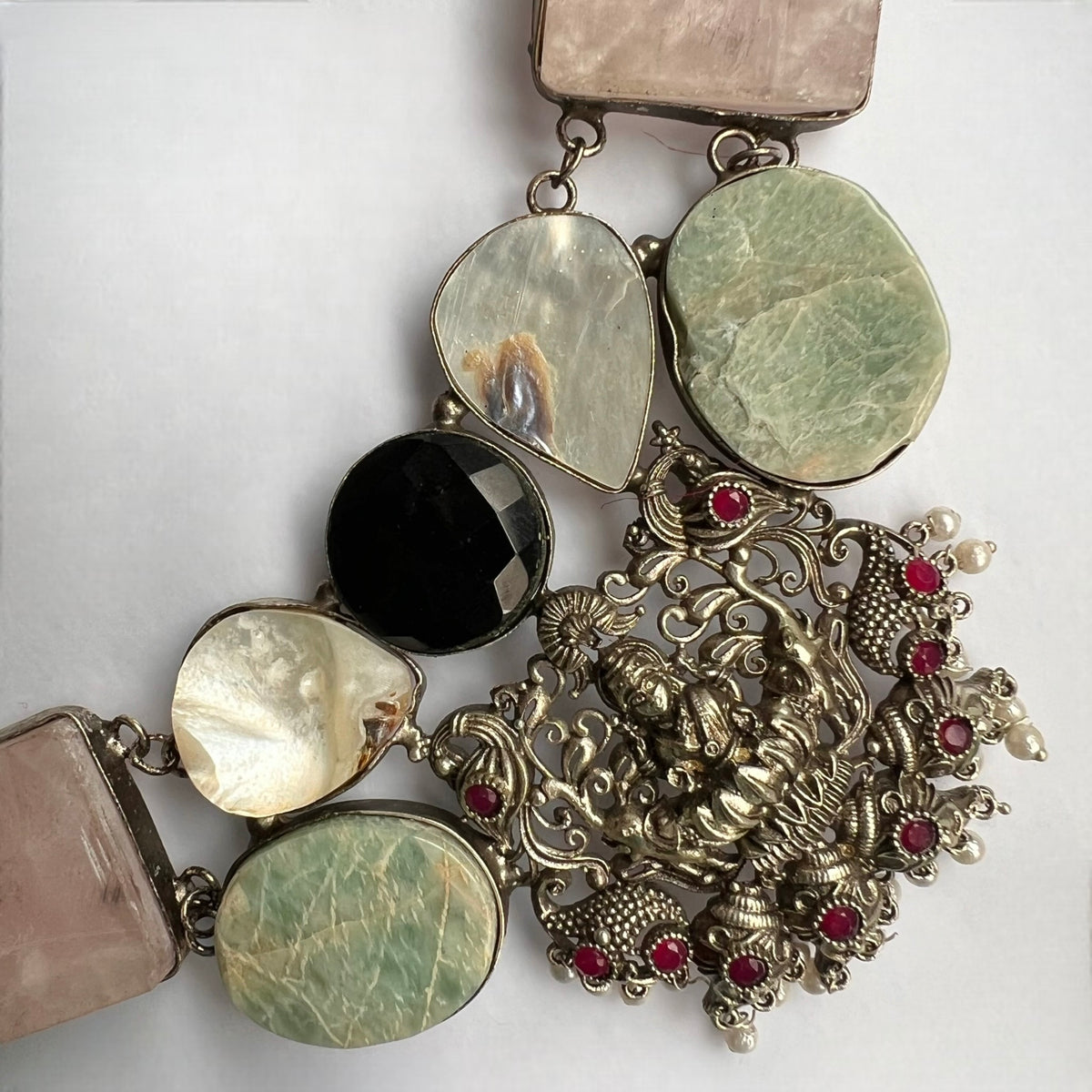 CHANCHALA RAW STONE  HANDMADE STATEMENT RAW FINISH TEMPLE NECKLACE NL01