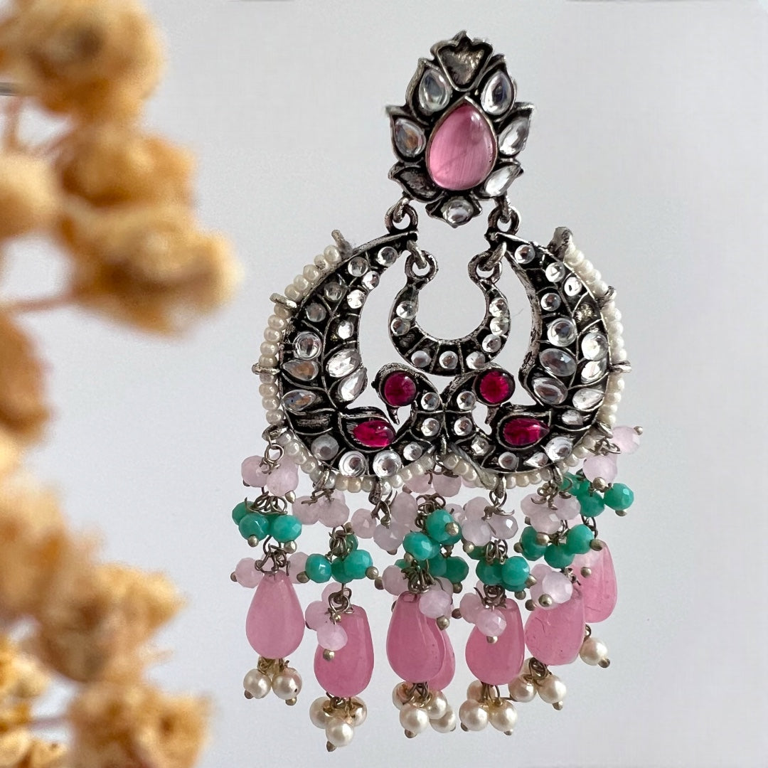 SNEHARA HANDMADE BEADED OXIDIZED DANGLER EARRING ER155