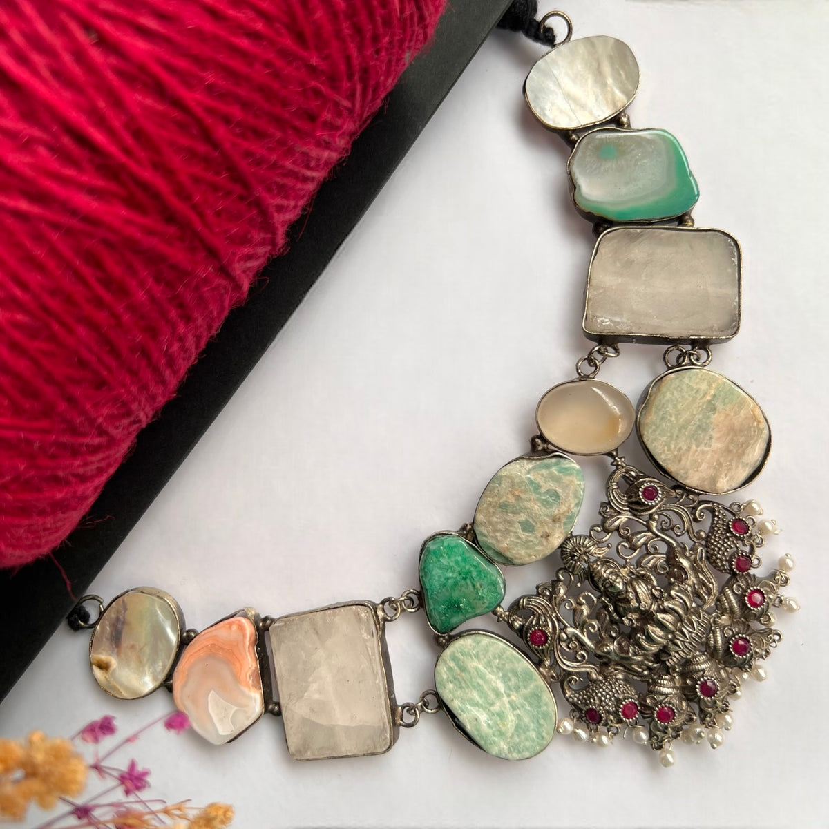 CHANCHALA RAW STONE  HANDMADE STATEMENT RAW FINISH TEMPLE NECKLACE NL01