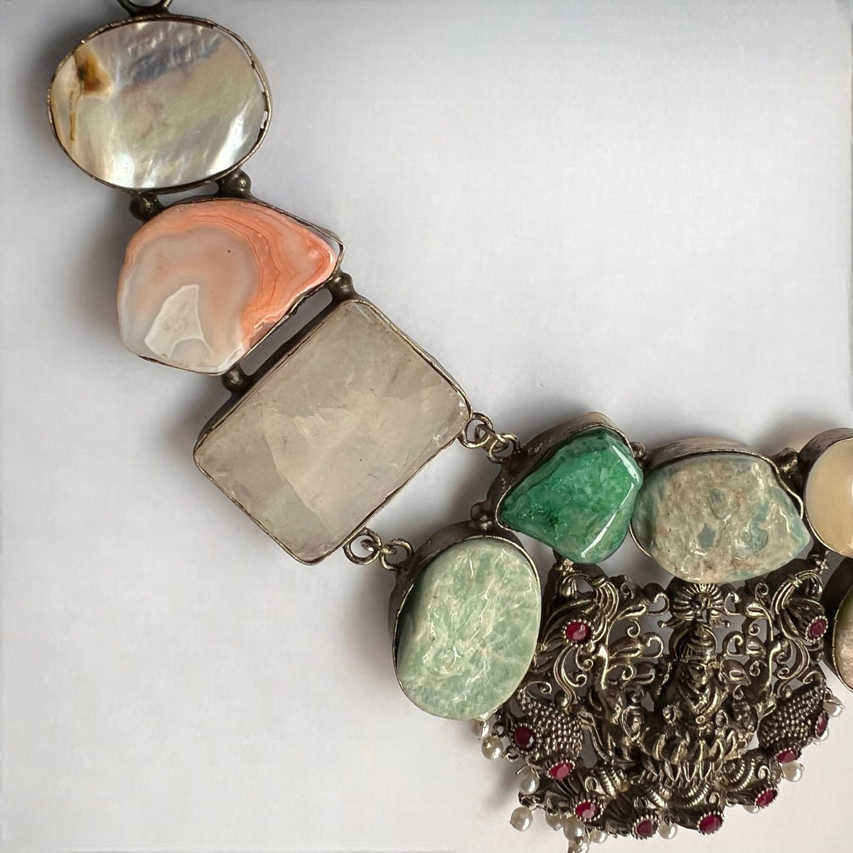 CHANCHALA RAW STONE  HANDMADE STATEMENT RAW FINISH TEMPLE NECKLACE NL01