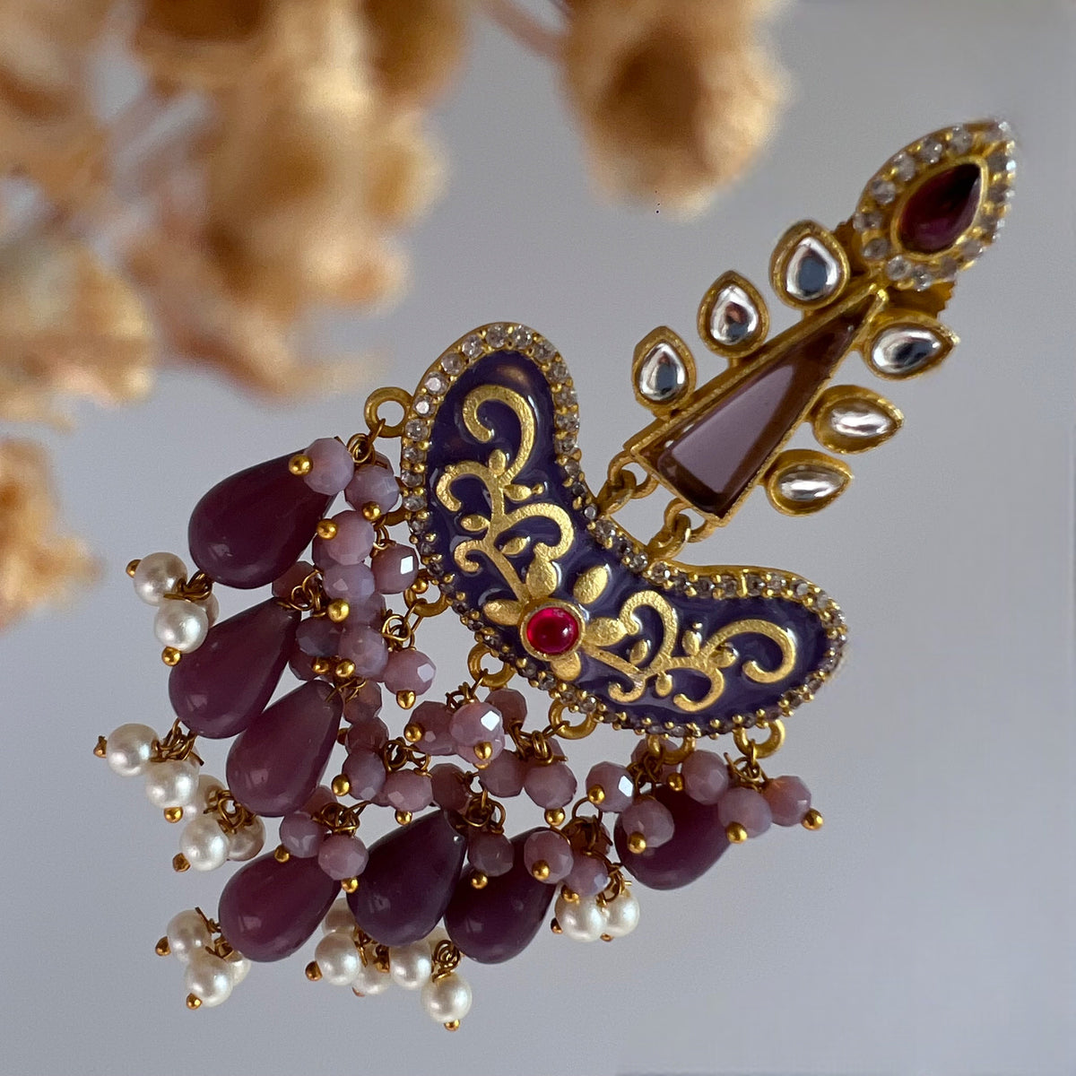 CUDDLEBUG SEMI HANDMADE MONOLISA GOLD-TONED EARRING-ER157