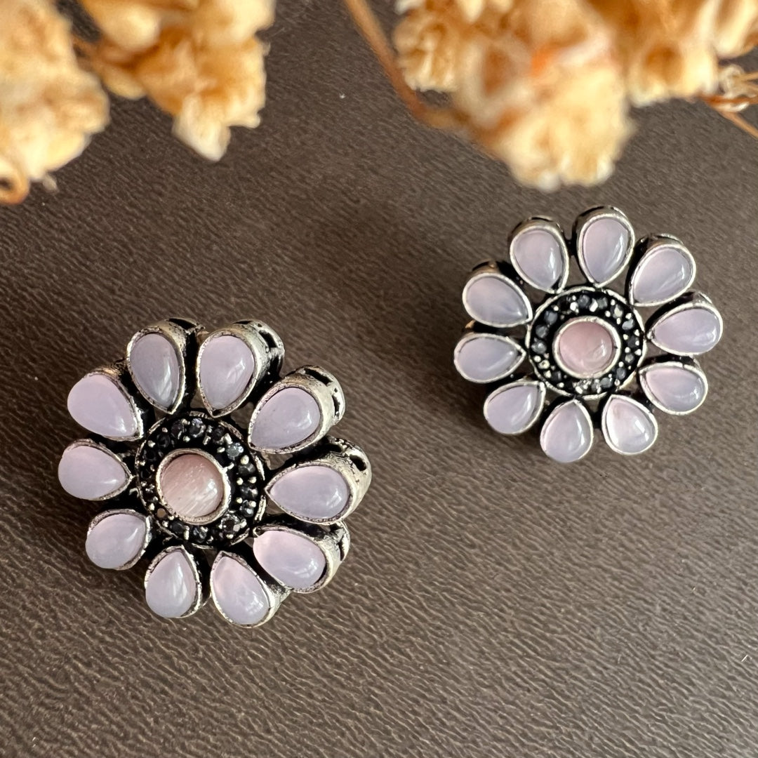 MARIGOLD FLORAL ANTIQUE OXIDIZED STUDS ER125