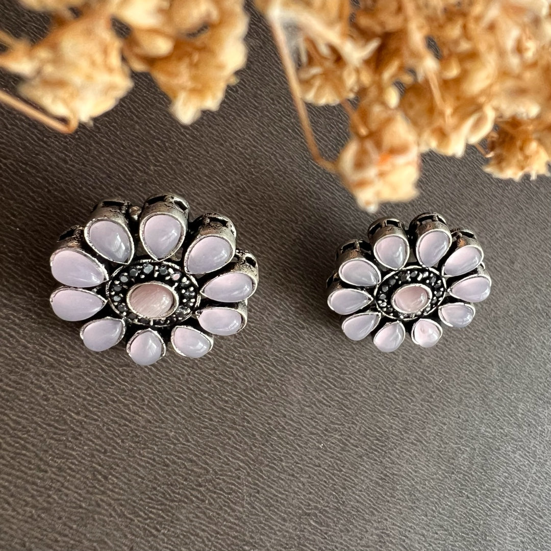 MARIGOLD FLORAL ANTIQUE OXIDIZED STUDS ER125