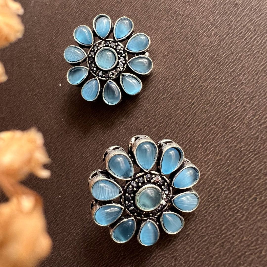 MARIGOLD FLORAL ANTIQUE OXIDIZED STUDS ER125