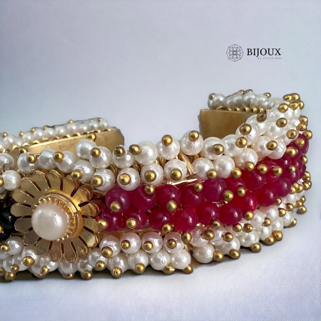 MINIKA HANDMADE AND HAND HAMMERED GOLD TONED CLASSIC  PEARL BRACELETS BRACELETS BR15