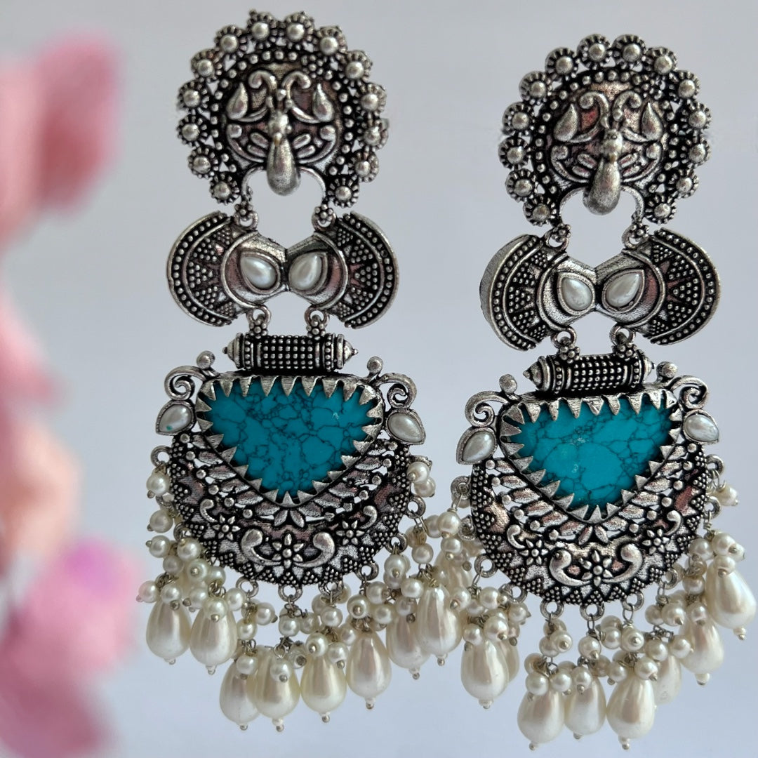 VIDHYARA SEMIHANDMADE JUMBO OXIDIZED BEADED EARRING ER143