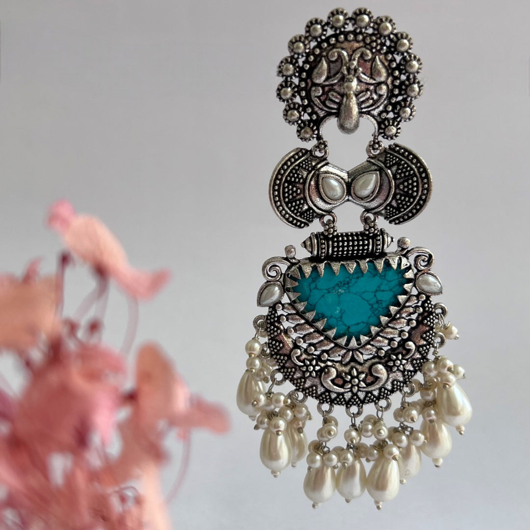 VIDHYARA SEMIHANDMADE JUMBO OXIDIZED BEADED EARRING ER143