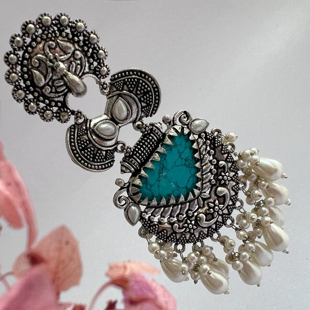 VIDHYARA SEMIHANDMADE JUMBO OXIDIZED BEADED EARRING ER143