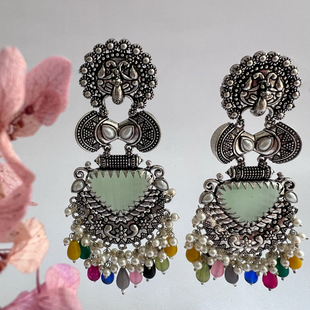 VIDHYARA SEMIHANDMADE JUMBO OXIDIZED BEADED EARRING ER143