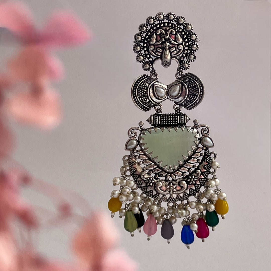 VIDHYARA SEMIHANDMADE JUMBO OXIDIZED BEADED EARRING ER143