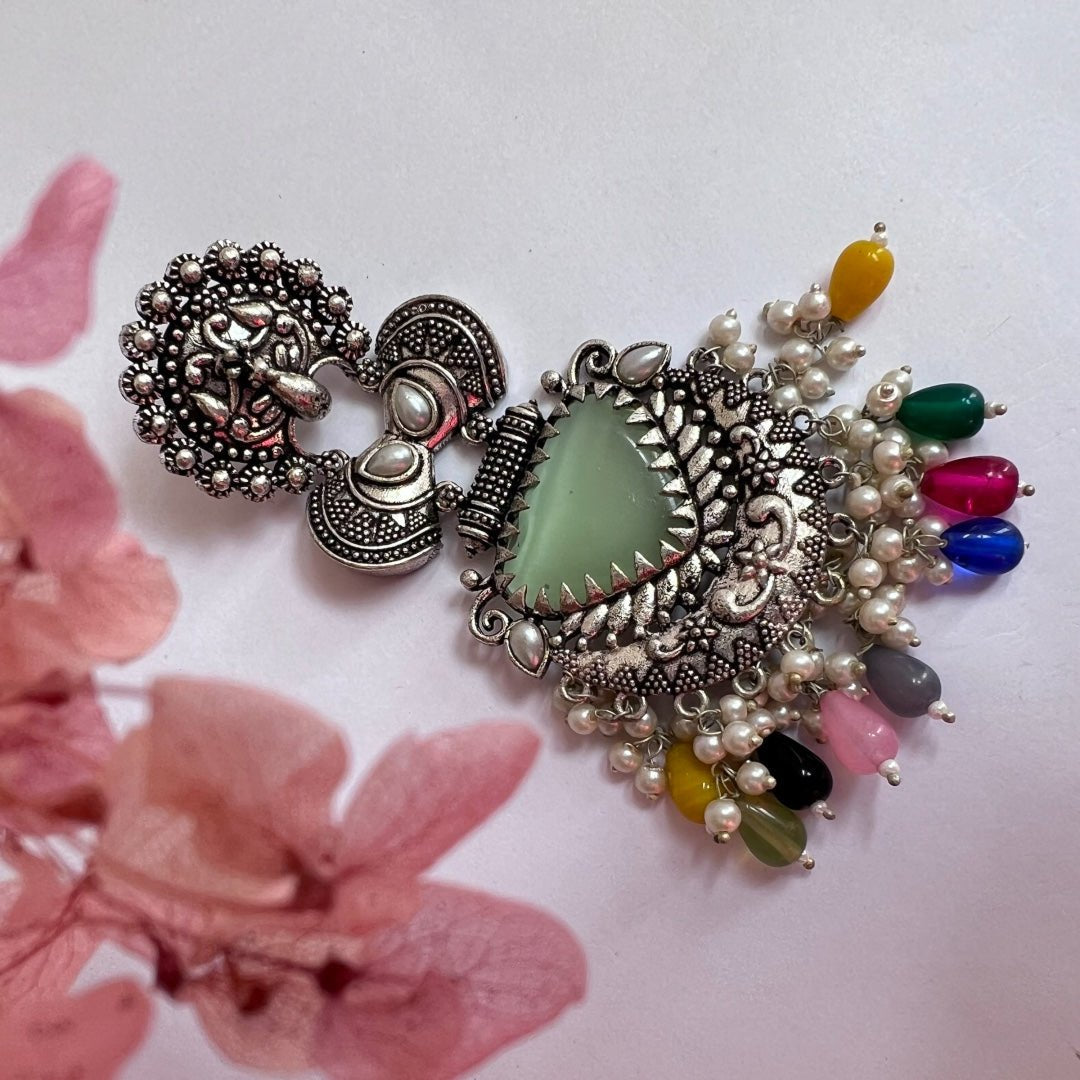 VIDHYARA SEMIHANDMADE JUMBO OXIDIZED BEADED EARRING ER143