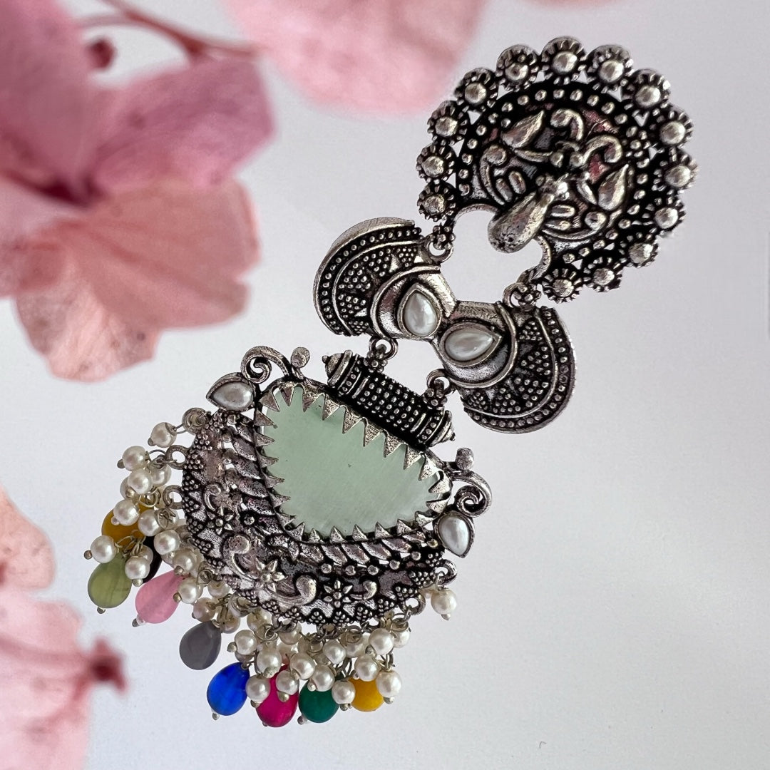 VIDHYARA SEMIHANDMADE JUMBO OXIDIZED BEADED EARRING ER143