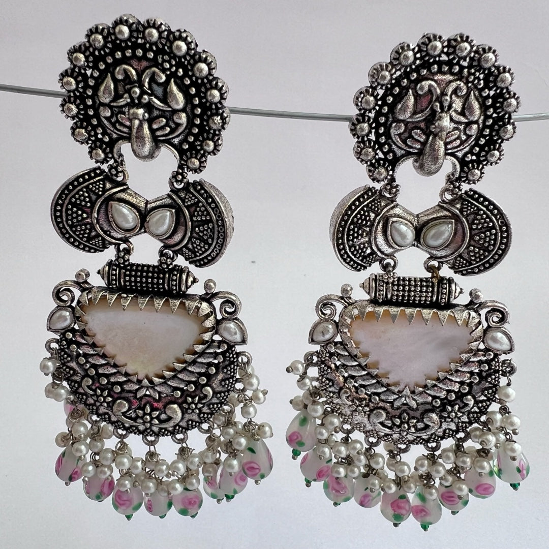 VIDHYARA SEMIHANDMADE JUMBO OXIDIZED BEADED EARRING ER143