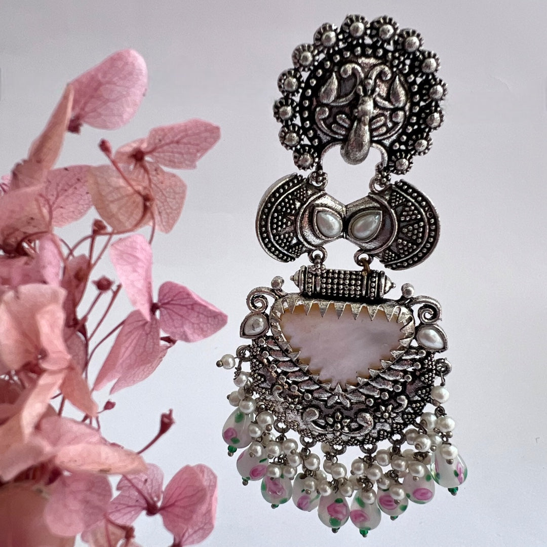 VIDHYARA SEMIHANDMADE JUMBO OXIDIZED BEADED EARRING ER143