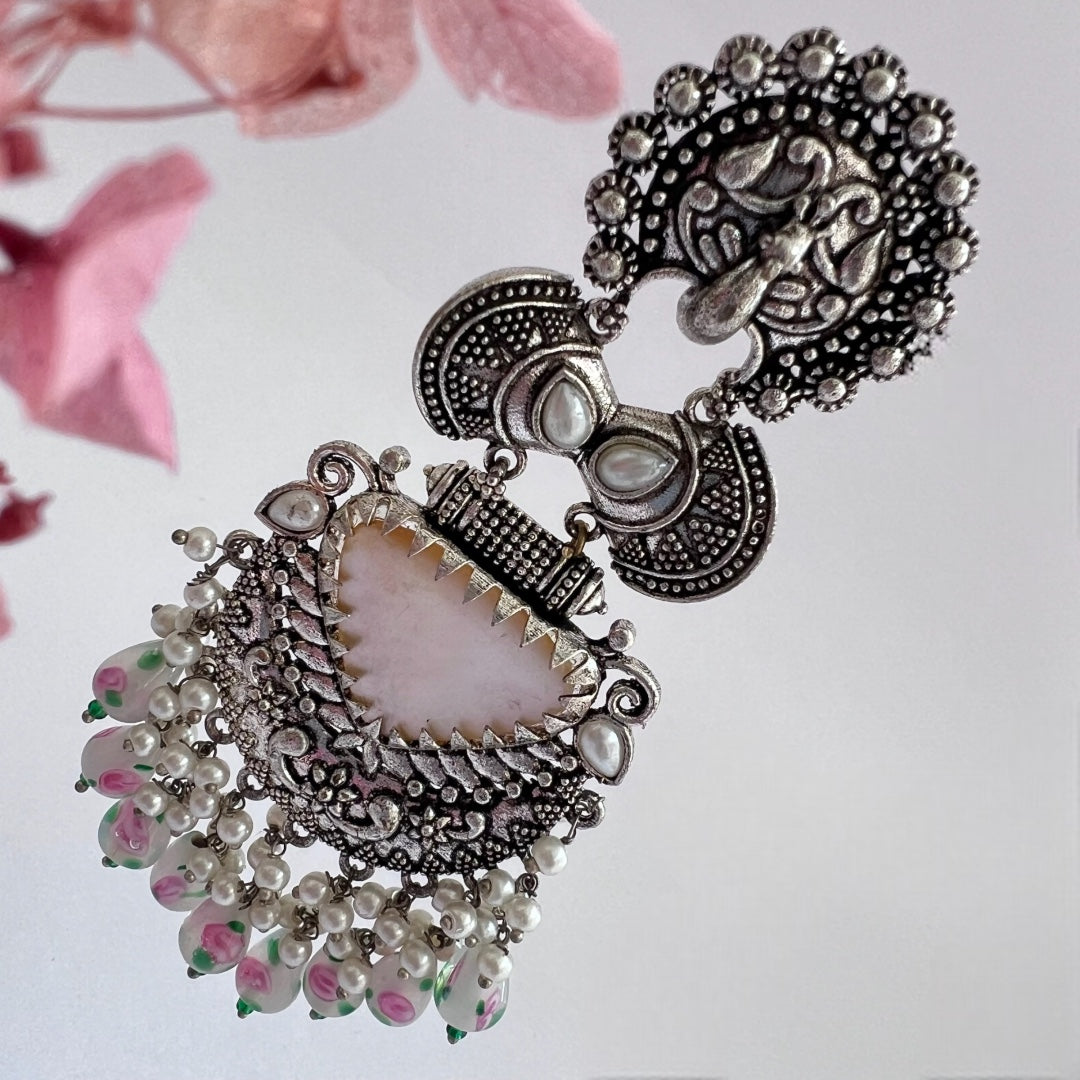 VIDHYARA SEMIHANDMADE JUMBO OXIDIZED BEADED EARRING ER143