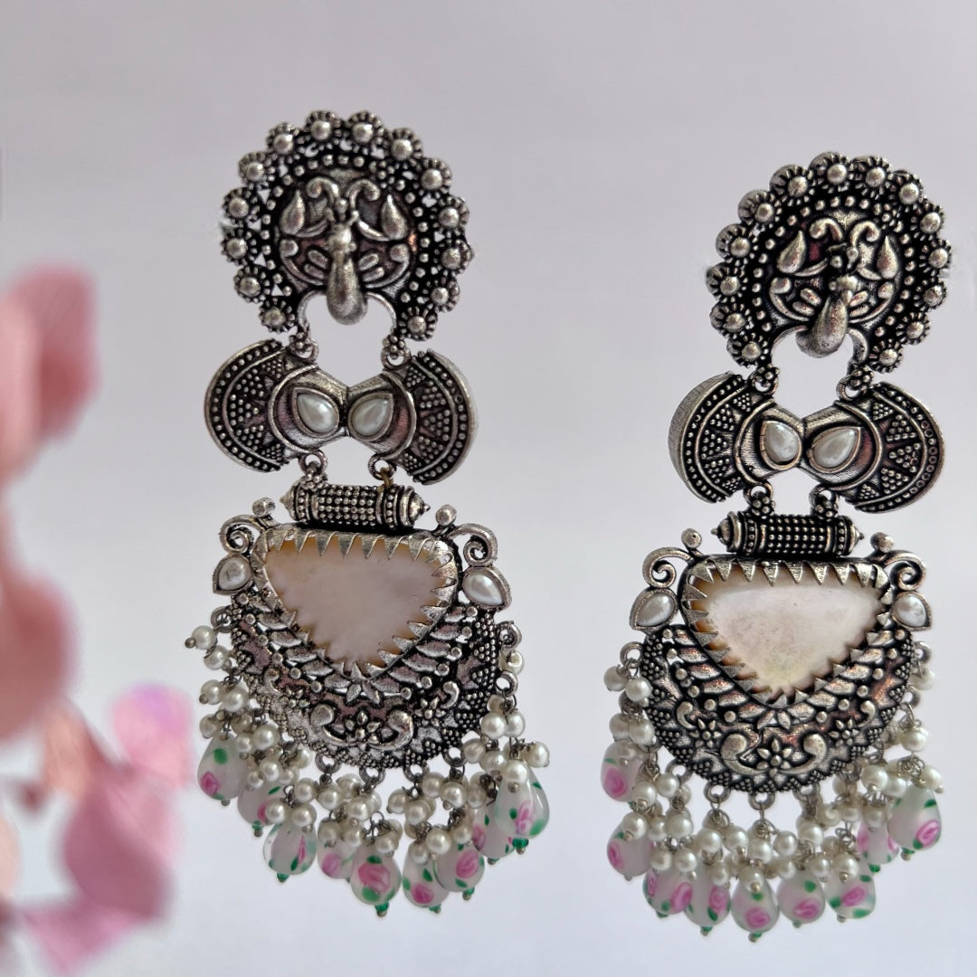 VIDHYARA SEMIHANDMADE JUMBO OXIDIZED BEADED EARRING ER143