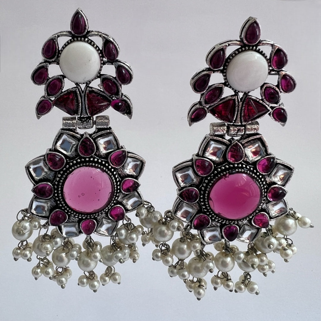 SHILPARA SEMI HANDMADE BEADED OXIDIZED DANGLER EARRING ER147
